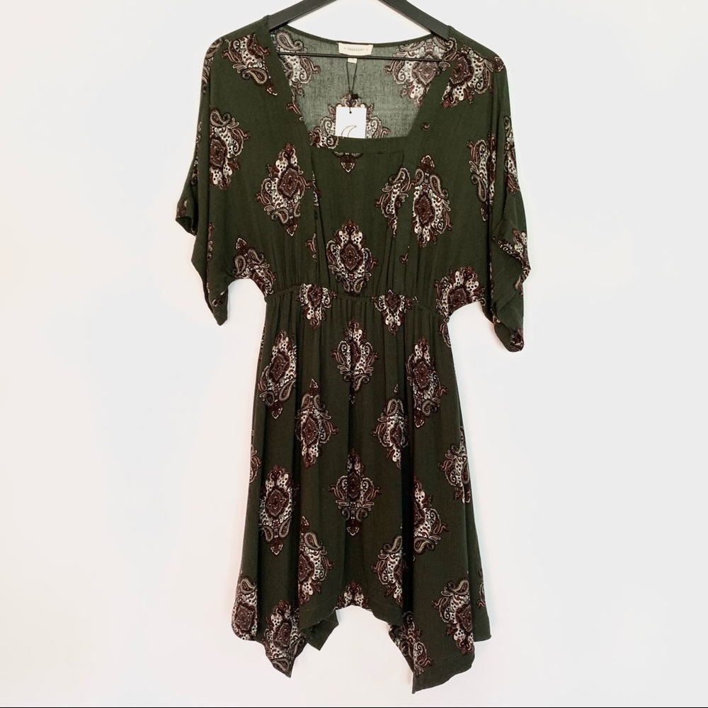 Crescent Olive Green Asymmetrical Dress